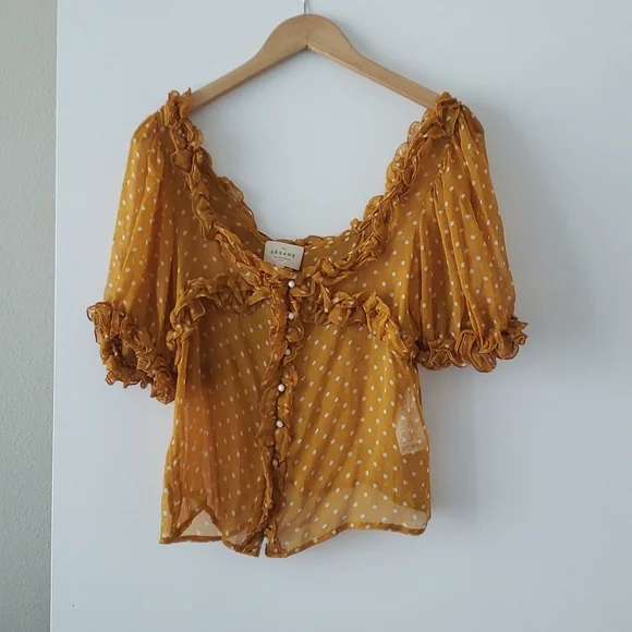 Sezane Mustard Yellow Polka Dot Top - Picture 5 of 8